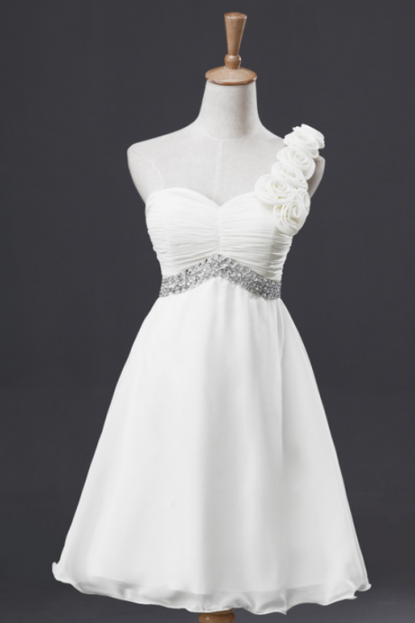 One Shoulder White Homecoming Dresses Formal Dress Sa2575