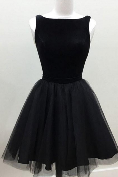 Tulle Short Prom Dress Cute Black Homecoming Formal Dress Sa2583