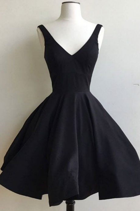 Simple A-line Short Black Prom Dress Homecoming Dress Formal Dress Sa2585
