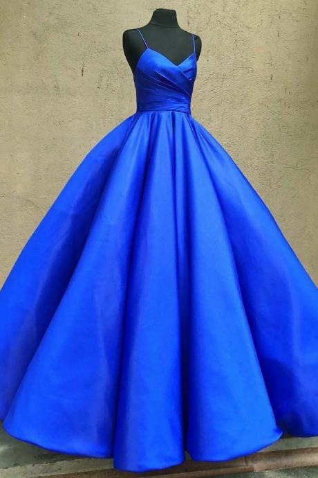 Spaghetti V-neck Evening Dresses Royal Blue Evening Dresses Formal Dresses Sa2589