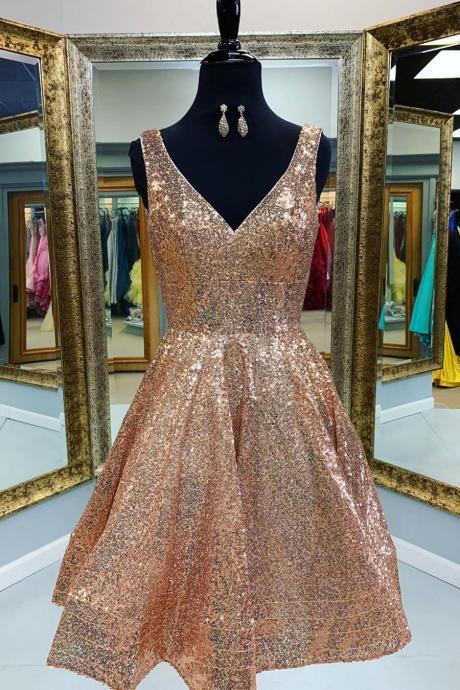 Glittering Rose Gold Sequined Party Dress Gown on Luulla