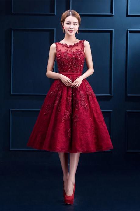 O-neck Shoulder Straps Luxury Appliques Long Elegant Prom Dresses 2015 Wine Red Plus Size L106