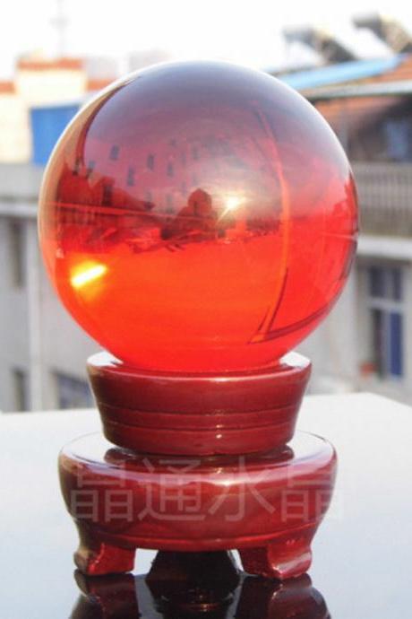 100mm Natural Red Rock Quartz Stone Magic Crystal Healing Ball Sphere + Stand LH-31