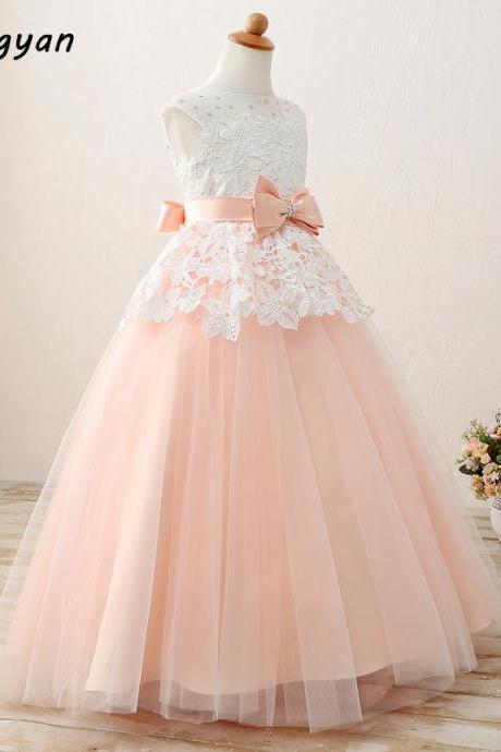 2017 Flower Girl Dresses Real Photo Appliques Beading With Sashes Bow For Kid's Party Ball Gowns First Communion Custom Made Kids7