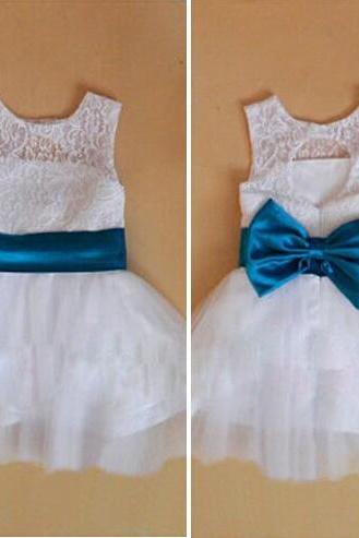Real Flower Girl Dresses With Bow Keyhole Back Party Pageant Dress For Little Girls Kids/children Communion Dress Kids32