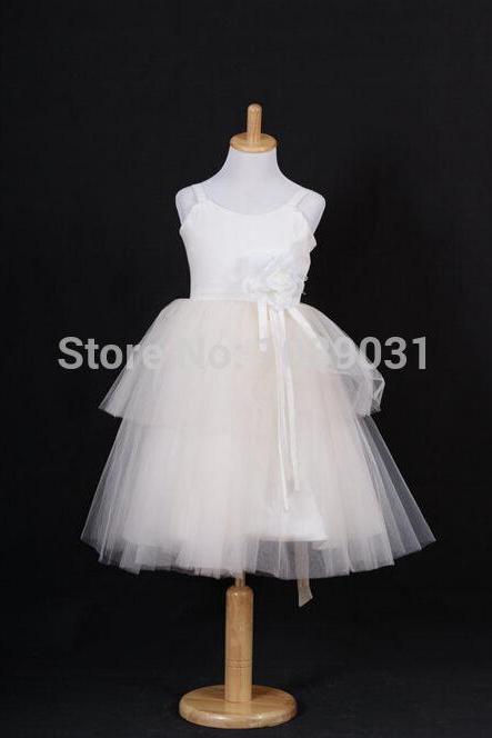 Real Flower Girl Dresses With Flower Party Pageant Communion Dress Little Girls Kids/children Dress For Wedding Kids36