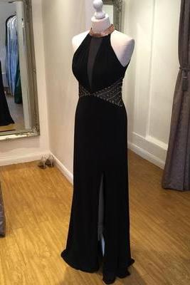 Sexy Mermaid Long Black Prom Dress Evening Dress with Side Slit JA164