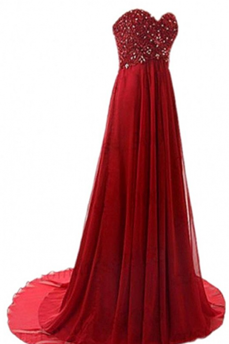 Long Sweetheart Prom Ball Gown Beading A-line Formal Evening Dress Ja177