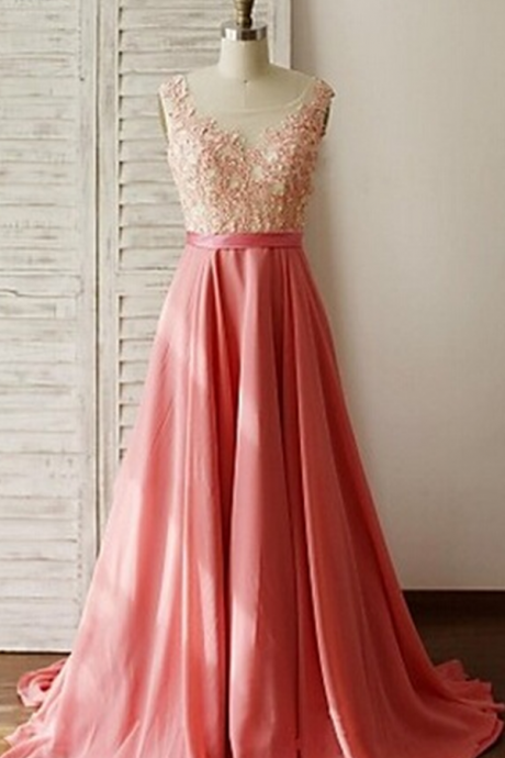 Beautiful Handmade Pink Long Prom Dress with Lace Applique, Prom Gowns, Party Dresses, Evening Gowns, Formal Dresses,Wedding Guest Prom Gowns, Formal Occasion Dresses,Formal Dress JA282