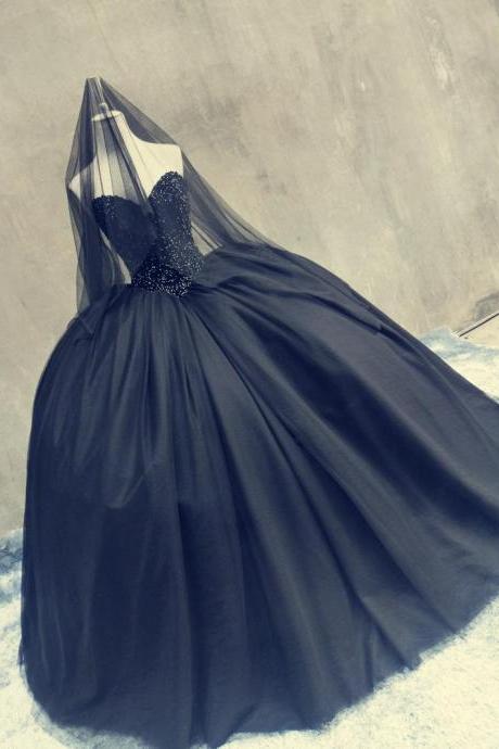 Black Wedding dresses Ball gown Vestidos de Noiva Sweetheart Lace up Tulle Elegant Muslim Beading Wedding gowns Bridal dress C21