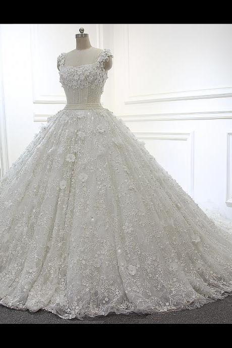 100% Real Photos Full Beading Luxury Ball Gown White/ivory Wedding Dresses Jd25