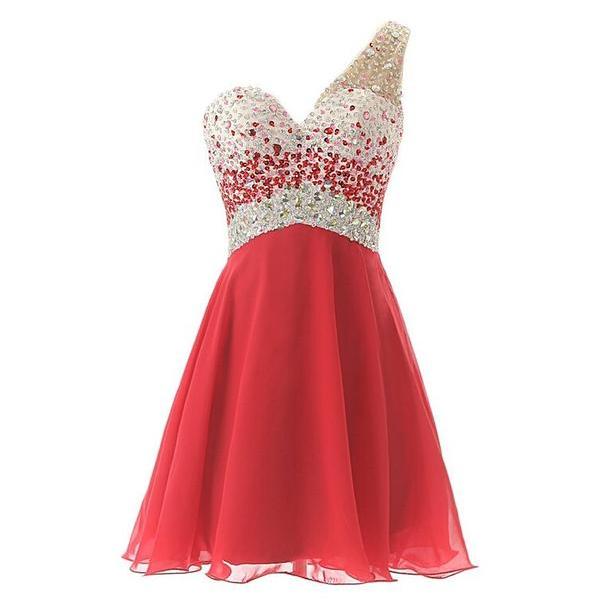 Red Beading Short Prom Dress,graduation Party Dresses,