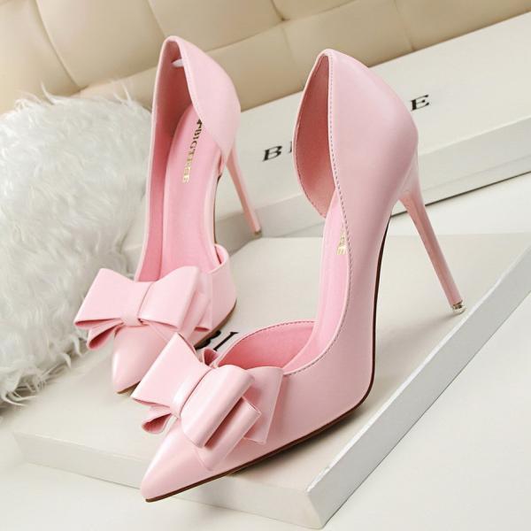 Chic Pink High Heels With Bow Accent on Luulla