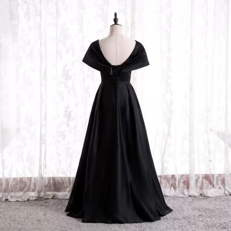Black Cap Sleeve Prom Dress Evening Dress Ss305