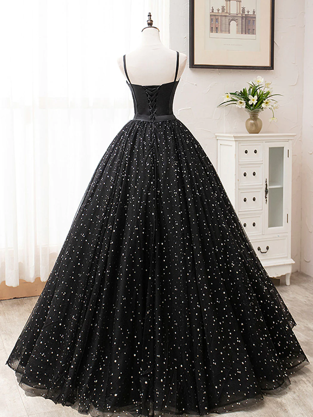 Strapless Strap Ball Gown Black Prom Dress Evening..