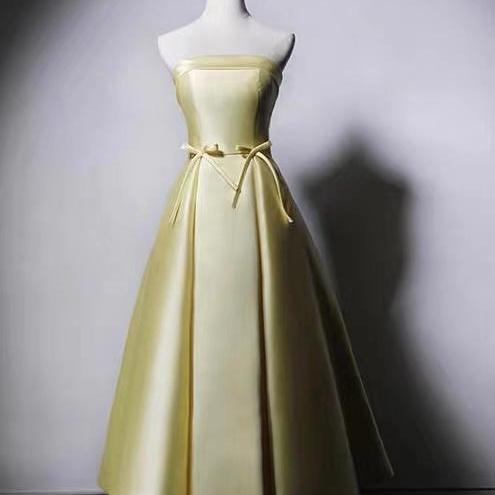 Yellow strapless Bridesmaid Dresses Evening Party Dresses for birthdays SS666