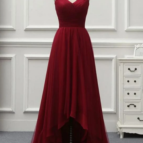 Red Prom Dresses High Low Sweetheart Simple Tulle Prom Dress SS868