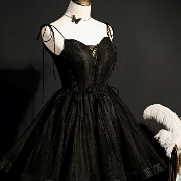 Gothic Black Lace Up Corset Party Dress