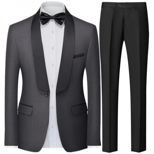 Men British Style Slim Suit 2 Piece Set Jacket Pants Male Business Gentleman High End Custom Dress Blazers Coat MS161