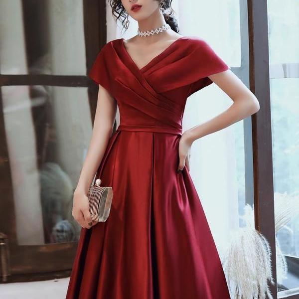 Red Cap Shoulder Prom Dress Evening Dress SA1898