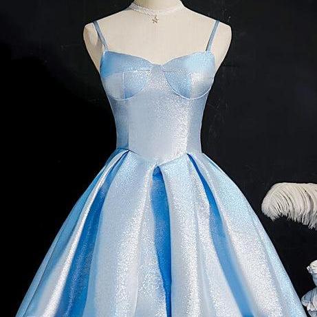 Light Blue Satin Sweetheart Homecoming Dress Formal Blue Short Prom Dress SA2321