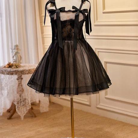 Black and Champagne Short Tulle Party Dress Formal A-line Short Homecoming Dress SA2370