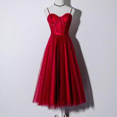 Red Sweetheart Tulle Prom Dress Evening Formal Dress Homecoming Dress SA2400