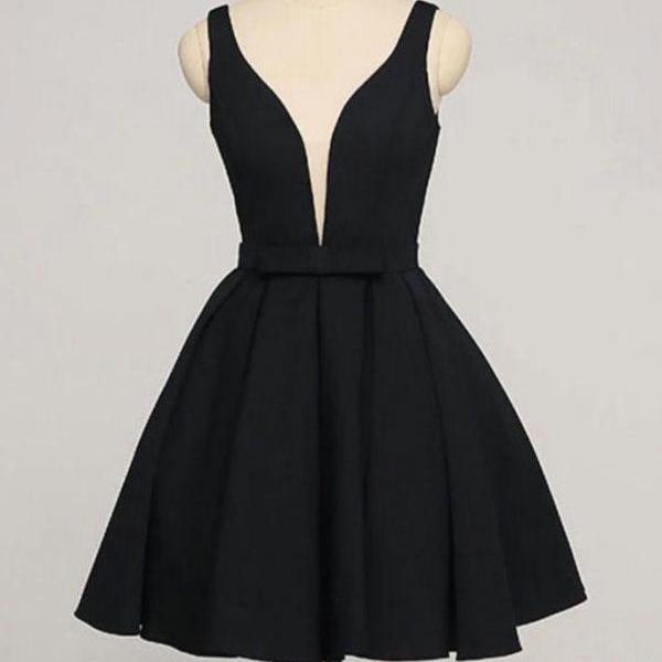 Black Short Simple Homecoming Dresses Knee Length Prom Dress Lovely Formal Dresses SA2480