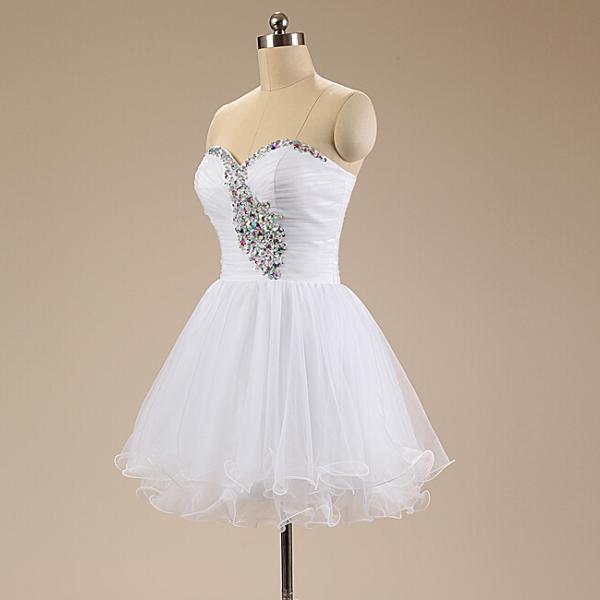 White Beaded Tulle Graduation Party Dress Prom Party Dresses Formal Dress SA2481