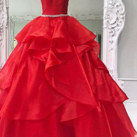 Prom Gown red Sweetheart Neck Tulle Long Evening Dress Ball Gown Formal Gown SA2597
