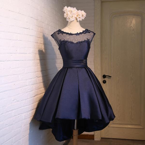 navy blue one piece dress Dark Navy Two Pieces Evening Dresses One Shoulder... From Weddingteam,  $148.65