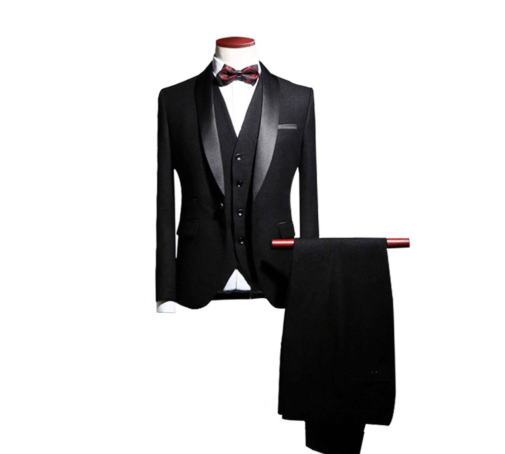 Shawl Lapel Groom Tuxedos Wedding Man Blazer 3 Pieces (jacket+pants ...