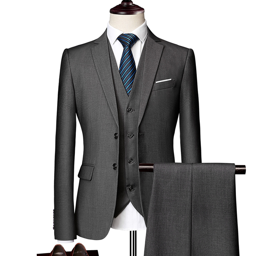 Black Wedding Formal Bridegroom Tuxedo Men Suits 3 Pcs Business Blazer ...