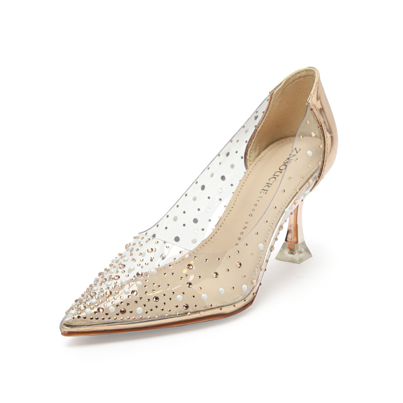 pointed transparent heels