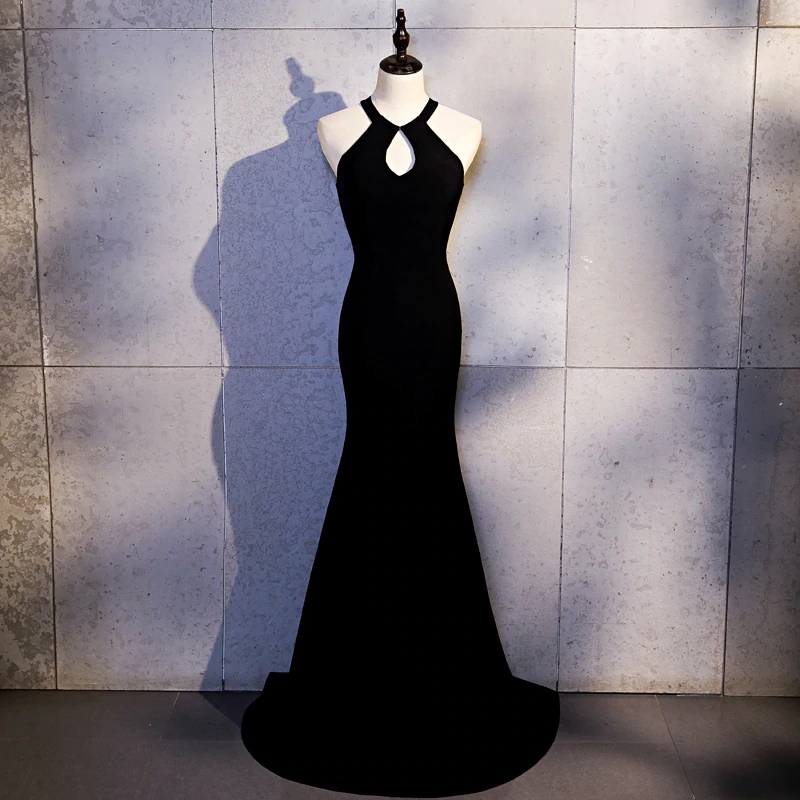 Sexy Black Mermaid Long Prom Dress with Train,Chic Black Evening Gown Y4178 main image 0