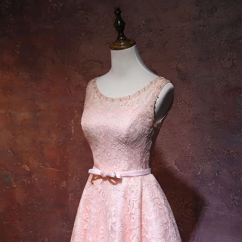 Pink Lace Short Wedding Party Dress, Pink Bridesmaid Dresses M345 on Luulla