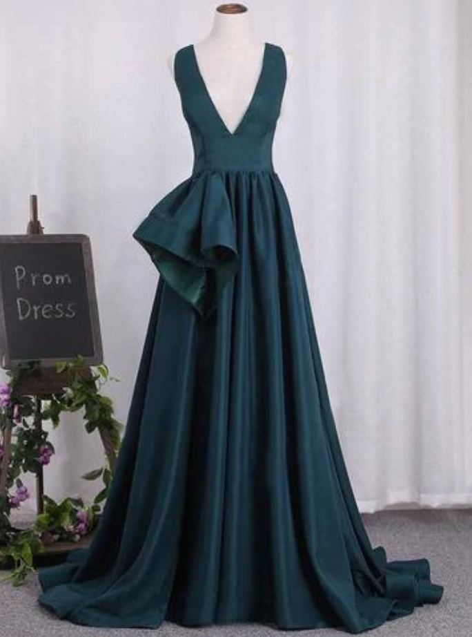 Green Tube Evening Gown
