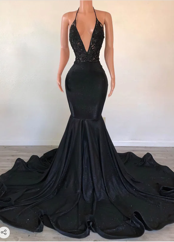 Elegant Black Sequin Mermaid Gown with High Collar and Long Sleeves