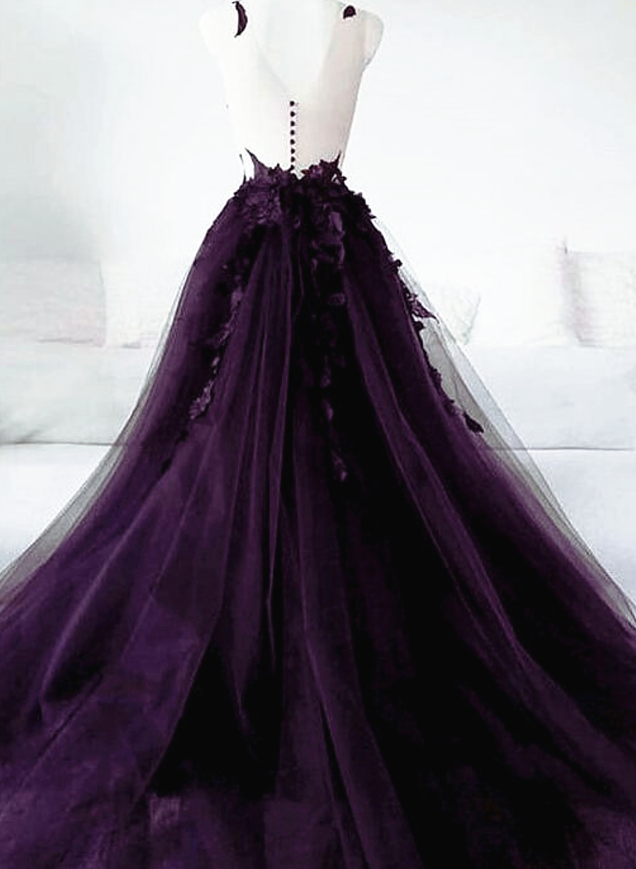 2489 Purple Lace Waistband Tulle Dress main image 0