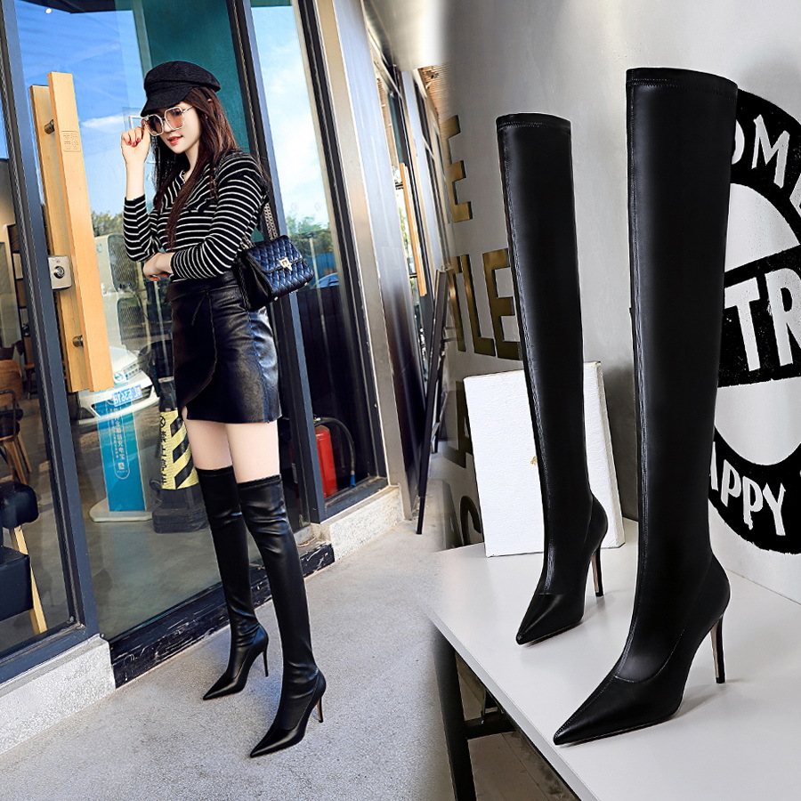 over the knee high heel leather boots