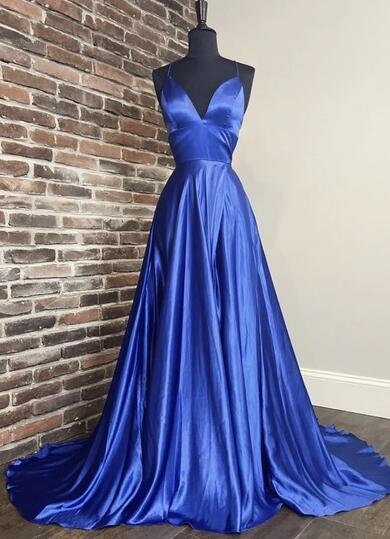 Stunning Royal Blue Satin Ball Gown Dress on Luulla