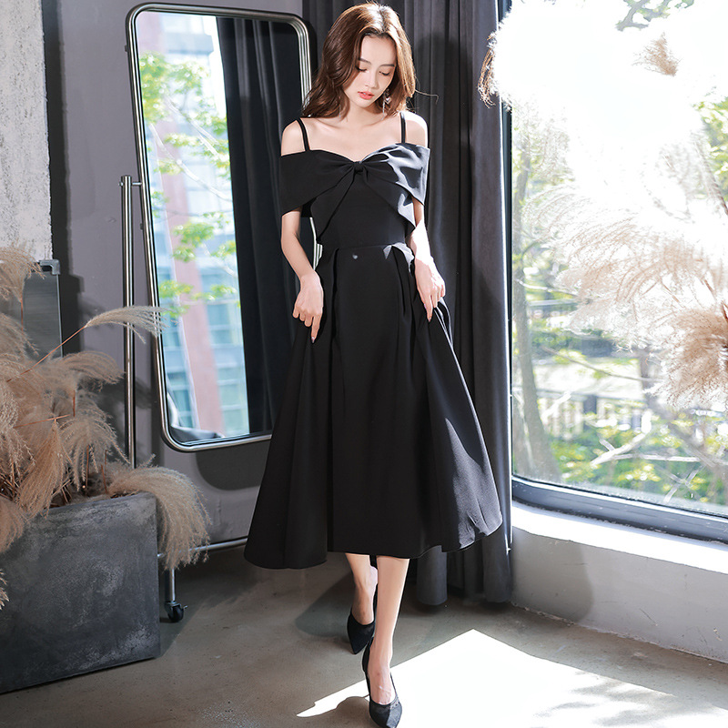 sexy black midi dress Belissa Mini denim A-line dress Neckline:V-Neck Color:Mist