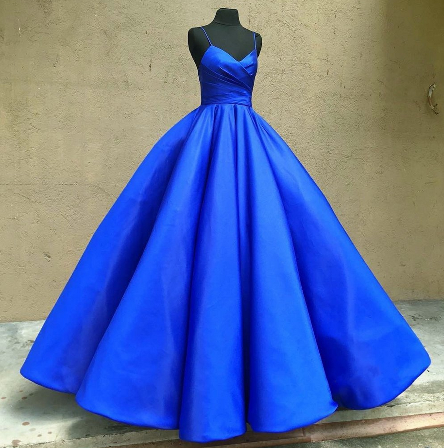 Royal Blue Floor-length Satin Ball Gown on Luulla